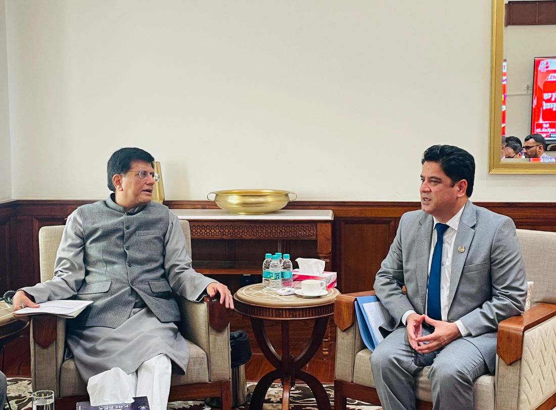 उद्योग मन्त्री भण्डारी र भारतीय समकक्षी गोयलबीच व्यापार सहजीकरणका लागि छलफल