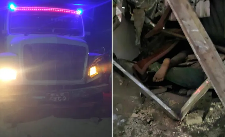 साँखुमा एउटा आश्रयस्थलमा टिपर छिर्दा तीन जनाको मृत्यू