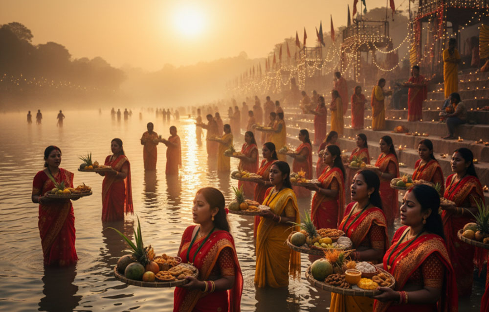 आज अस्ताउँदो सूर्यलाई अर्घ दिइँदै, छठपर्व मनाइँदै
