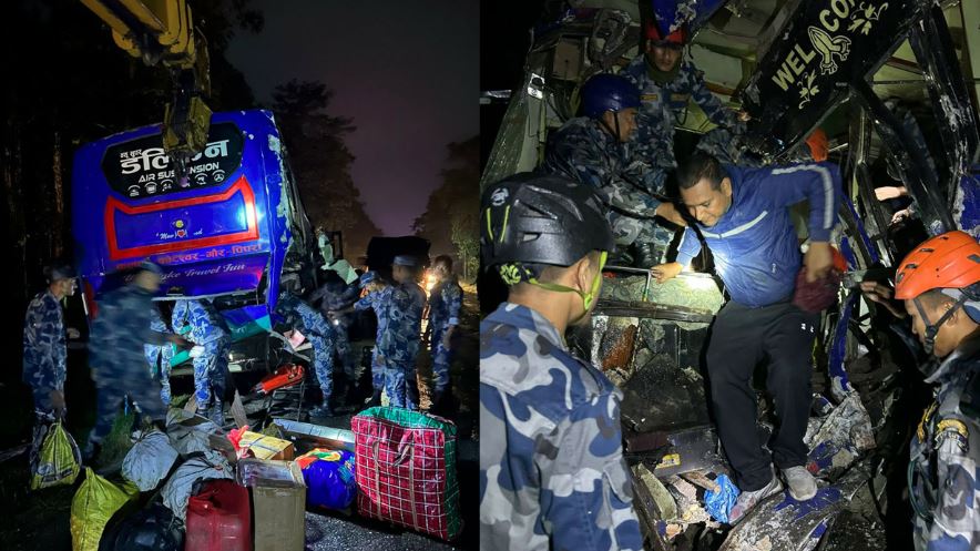 चितवनमा बस दुर्घटना, ३३ जना घाइते