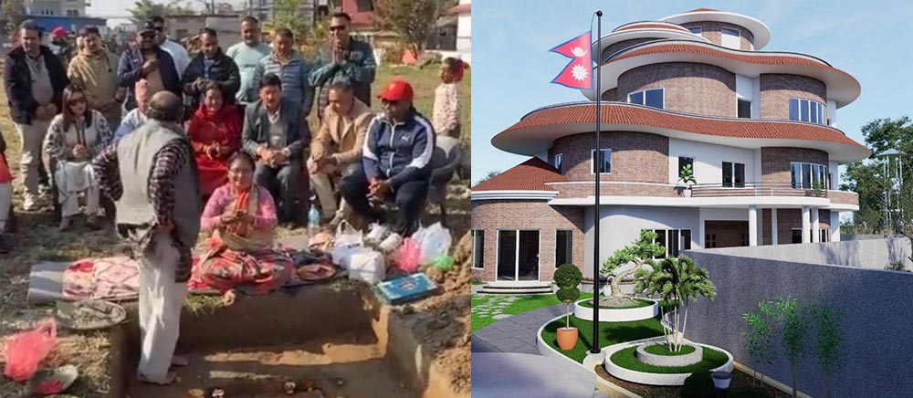 गुण्डुमा ‘ओली कुटी’ निर्माण सुरू, राधिकाले गरिन् शिलान्यास