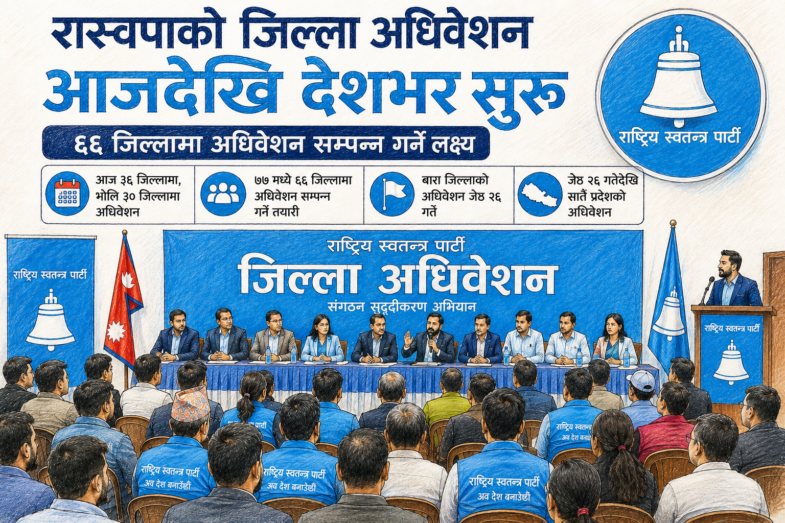 रास्वपाको जिल्ला अधिवेशन आजदेखि: ११ जिल्लाको अधिवेशन भने राष्ट्रिय महाधिवेशनपछि