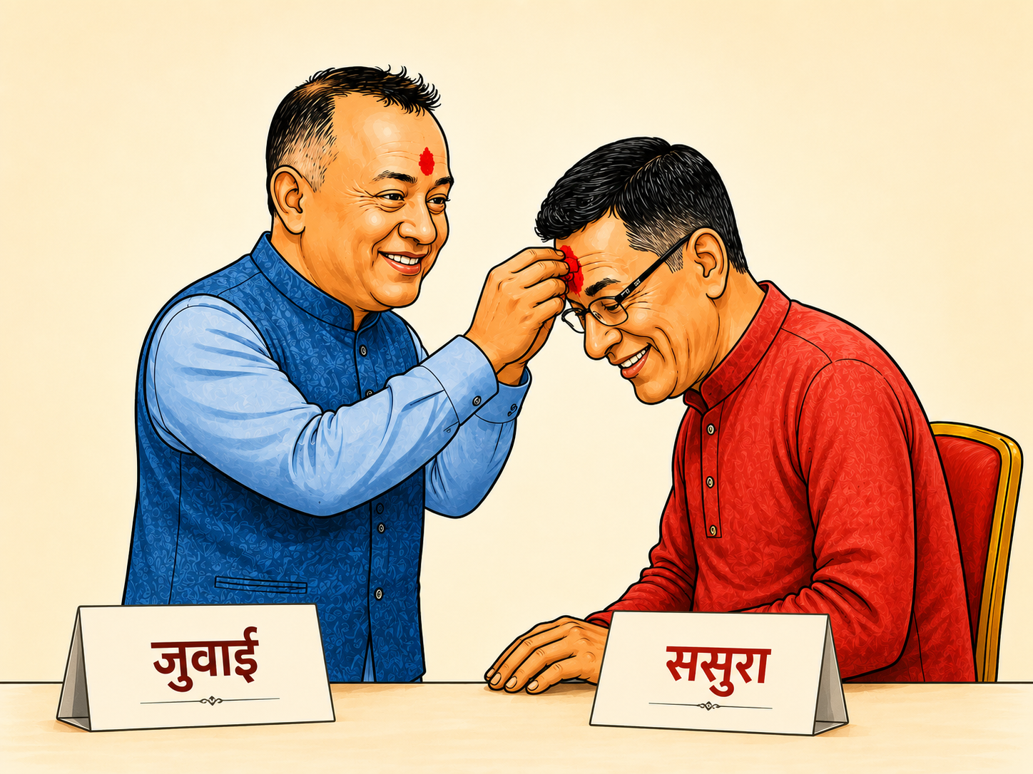 ज्वाइँले ससुरालाई टीका लगाएर पद थमाइदिने कांग्रेस २.०
