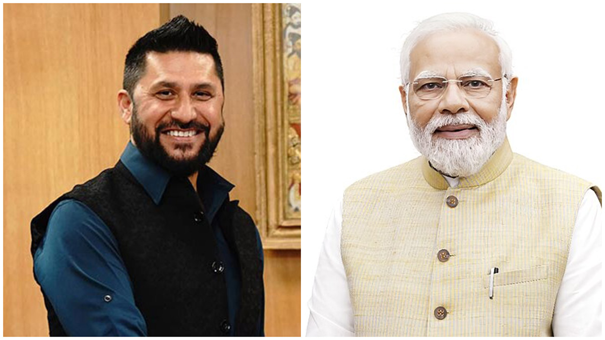 रास्वपा सभापति रवि लामिछानेले भारतीय प्रधानमन्त्री नरेन्द्र मोदीसँग भेटवार्ता गर्दै