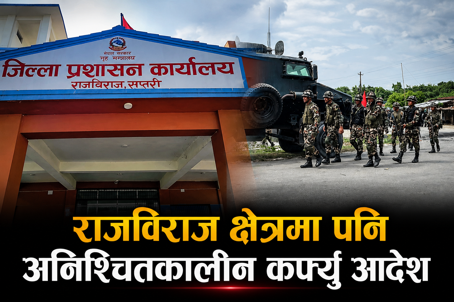 देवानगञ्ज घटनाको असर सप्तरीसम्म, राजविराजमा पनि अनिश्चितकालीन कर्फ्यु