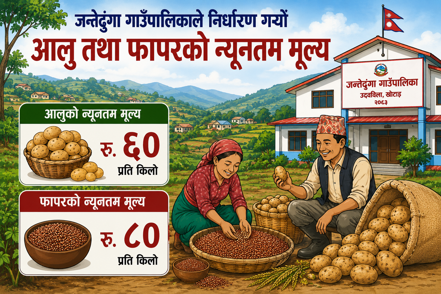 जन्तेढुंगा गाउँपालिकाले तोक्यो आलु र फापरको समर्थन मूल्य, किसानलाई राहत मिल्ने अपेक्षा