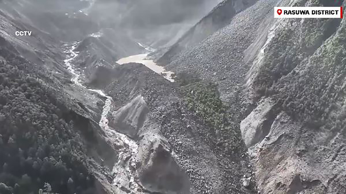 केरुङमा पहिरोले बनायो नयाँ ताल, तीन दिन भारी वर्षाको पूर्वानुमानले बढायो बाढीको जोखिम