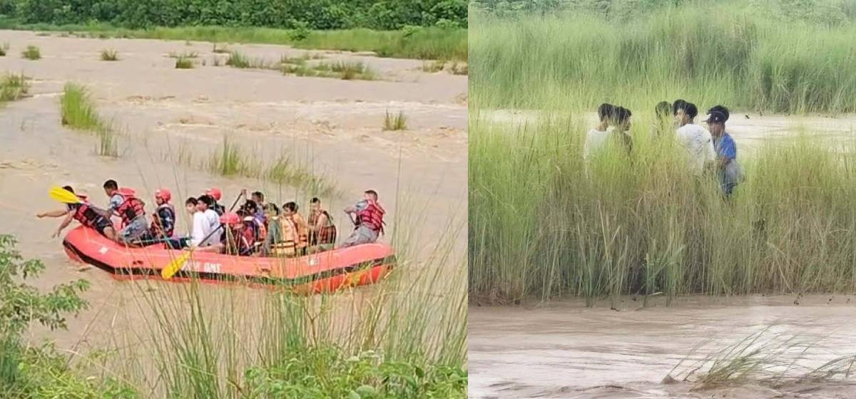 बाणगंगा नदीको बीचमा फसेका ७ युवाको सकुशल उद्धार