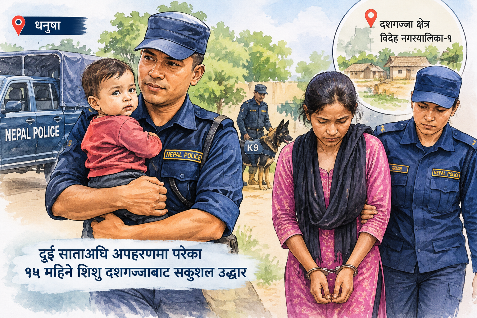 दुई साताअघि अपहरणमा परेका १५ महिने शिशु दशगज्जाबाट सकुशल उद्धार